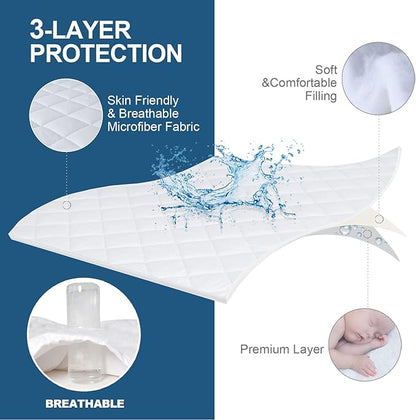 Moonsea Waterproof Three Quarter Mattress Pad, RV Short Full, 48x75 Inch, White