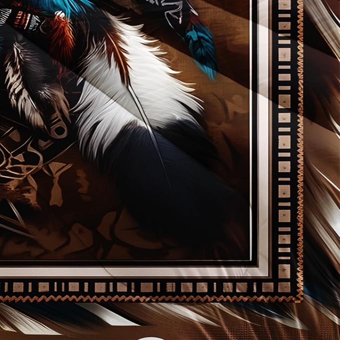 HOSIMA Wolf Full Size Comforter Sets,Tribe Decoration Print Animal Bedding for Teens Boys Room Decor,Lightweight Fluffy Dreamcatcher Feather Pattern Wolf Bedding Set for Kids with 2 Pillowcases.