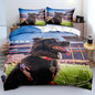 Cartoon Dog Bed Sheets King Size with 2 Pillow Cases Standard Size, Fitted Flat Sheet for Kids Boys Teens Adult Bedroom Decor, Animal Bed Sheets Floral Petal Country Bedding Decor