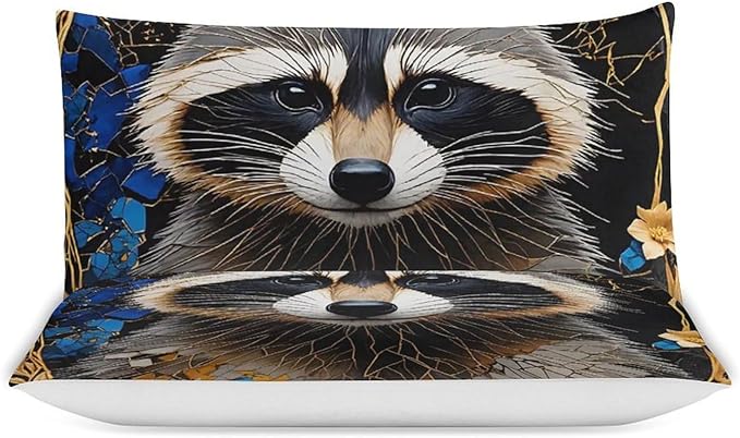 Queen Duvet Cover,Cute Brown Raccoon 3 Pcs Bedding,for Kids and Adults,for Bedroom Bed Decor,Lovely Animal Themecomforter Cover with 2 Pillowcases (King (U.S. Standard))