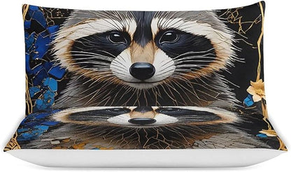 Queen Duvet Cover,Cute Brown Raccoon 3 Pcs Bedding,for Kids and Adults,for Bedroom Bed Decor,Lovely Animal Themecomforter Cover with 2 Pillowcases (Full)