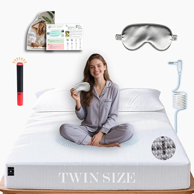 Ali King Grounding Sheets - Twin Size, Soft Cotton with Silver Fiber, 15'' Deep Pocket Earth Grounding Fitted Bed Sheets for Improved Sleep (White, Twin 39''*75''*15'')