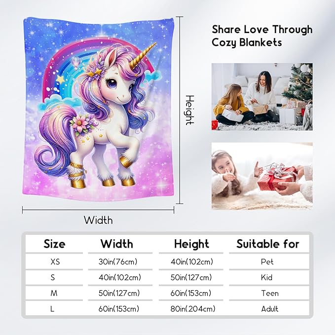 Unicorn Blanket for Girls Gifts for Kids Toddler 4-6 - Cozy Plush Fleece Cute Throws Decor for Bedding (40"x50")