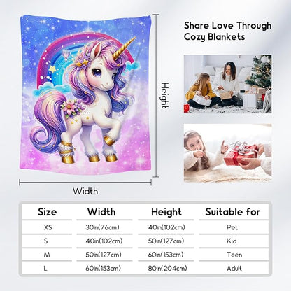 Unicorn Blanket for Girls Gifts for Kids Toddler 4-6 - Cozy Plush Fleece Cute Throws Decor for Bedding (40"x50")