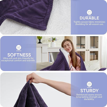 Heated Blanket Electric Blanket Twin Size 62"x84" Fast Heating Electric Blanket with 12 Hours Auto-Off and 6 Heating Settings Overheat Protection Cozy Soft Flannel Heated Throw Blanket ETL Listed