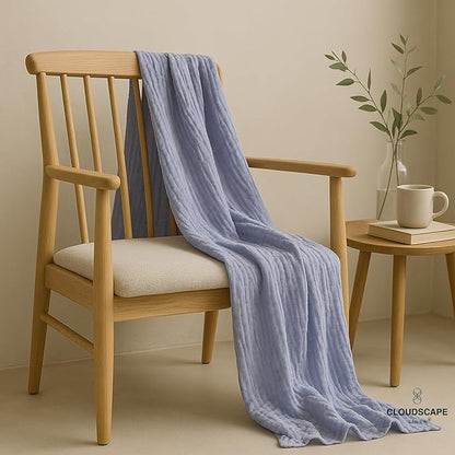 Cloud Scape Linen Extra Large 8 Layer Muslin Throw Blanket - 100% Cotton Gauze, Soft and Breathable, Winter Blanket for Couch, Sofa and Bed, Idea, 50x70, Lavender Blue