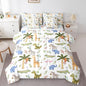 Feelyou Kids Zoo Animals 7 Piece Bedding Set Cute Giraffe Elephant Crocodile Comforter Set with Sheets for Kids Boys Girls Plants Printed Bed in a Bag Animal Theme Bed Set Soft Lightweight