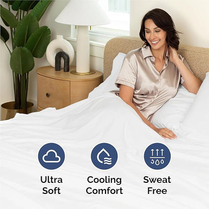Queen 6 Piece Sheet Set - Comfy Breathable & Cooling - Ultra Soft Hotel Luxury Bedding Set w/ 8-16 Inch Deep Pockets - 1 Flat & 1 Fitted Sheet & 4 Pillowcases - Cozy, Wrinkle Free & Easy Care - White