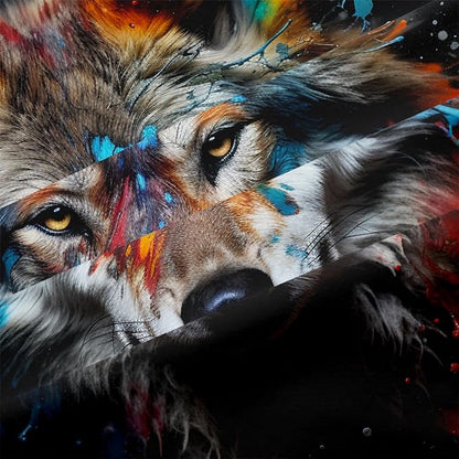Cartoon Wolf Bed Sheet Full Size With 2 Pillow Cases Standard Size, Fitted Flat Sheet for Kids Boys Teens Adult Bedroom Decor, Animal Floral Petal Country Bedding Decor