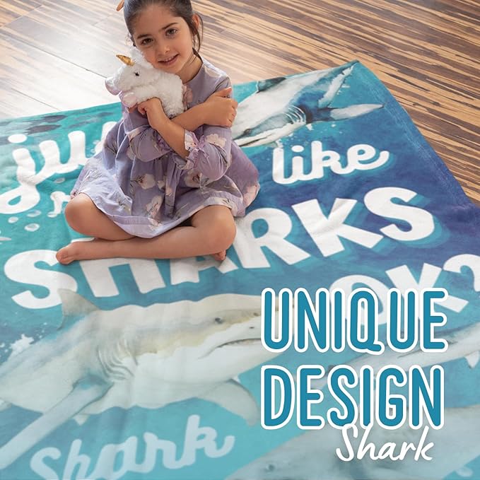 Shark Blanket for Shark Lovers, Throw Flannel Blanket 50"x 65"