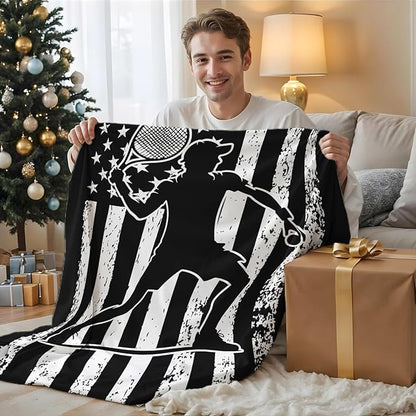 Blanket for Kids Teens Adults Tennis Lovers Gifts, 80x60 Inches Twin Size Soft Lightweight Flannel Throw Blankets for Bedroom Home Decor