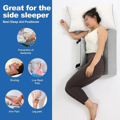 Positioning Wedge Pillow Side Sleeping Belt Connection, Limit Width Adjustable Bed Wedges Body Positioners for Back Pain Relief, Back Positioning Wedge for After Surgery, Anti Snoring, Back Support