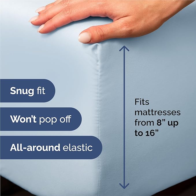 King Sheets Set 6 Piece - Includes 4 Pillowcases - Bed Sheets King Size - Soft Hotel Luxury Bedding - Cooling, Comfy, Cozy & Breathable - 1 Flat & 1 Fitted & 4 Pillowcases w/ Deep Pockets - Sky Blue