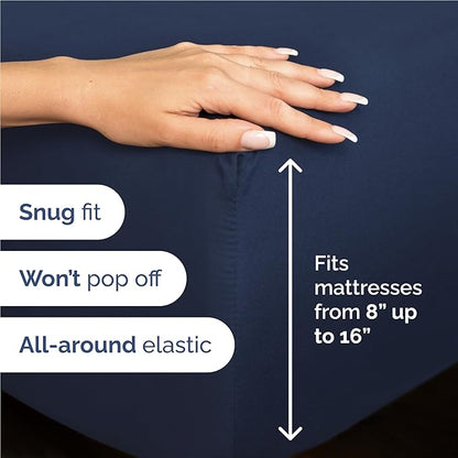 Twin XL 4 Piece Sheet Set - Comfy Breathable & Cooling - Ultra-Soft Hotel Luxury Bedding Set w/ 8-16 Inch Deep Pockets - 1 Flat & 1 Fitted Sheet & 2 Pillowcases - Wrinkle Free & Easy Care - Navy Blue