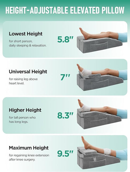 Knee Pillow for Knee Replacement Surgery, Memory Foam Knee Leg Elevation Pillow for After Surgery Recovery, Leg Pillow Surgery Recovery Equipment for Sciatica Lower Back Hip Ankles