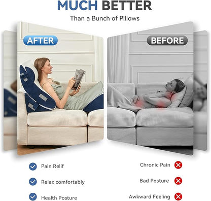 BDEUS 4pcs Orthopedic Bed Wedge Pillow Set for Sleeping, Memory Foam for Sleeping,Breathable Triangle Pillow Wedge, Post Surgery Memory Foam for Back, Leg Pain Relief, Sitting