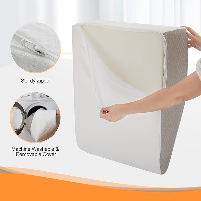 Leg Elevation Pillow for After Surgery, 6inch Foam Leg Elevating Pillow for Swelling and Blood Circulation, Leg Wedge Pillow for Sleeping, Knee Pillow for Knee Hip Ankle Pain Relief, White