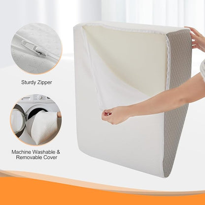 Leg Elevation Pillow for After Surgery, 10inch Foam Leg Elevating Pillow for Swelling and Blood Circulation, Leg Wedge Pillow for Sleeping, Knee Pillow for Knee Hip Ankle Pain Relief, White