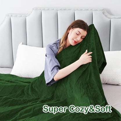 Electric Heated Blanket Full Size 72”x84”,Cozy Soft Warmth with 5 Heating Settings 10 Hours Auto-Off, Long Cord Energy-Saving, for Bed, Fast Heating Machine Washable, Green