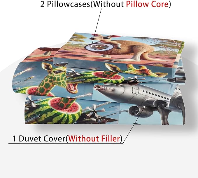 Italian Brainrot Bedding Duvet Cover Set,Funny Fusion AnimalsTwin Full Queen King Comforter Cover Bedding Set for Kids Boys Bed Decor Gifts ﻿ (Color 13,King (104" x 90"))
