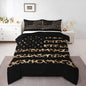 Feelyou American Flag Leopard Kids Comforter Set Queen Size Hunting Bedding Set Brown Cheetah Print Duvet Quilt for Kids Boys Girls Bedroom Animal Fur Decor Microfiber Ultra Soft Breathable