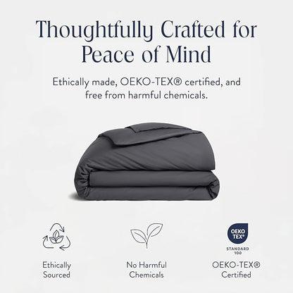 Brooklinen Luxury Percale Duvet Cover – 100% Cotton, Cool, Crisp, Extra-Long Corner Ties, Button Closure, Soft & Breathable – Machine Washable, Duvet Cover King/California King Bed Sizes (Slate)