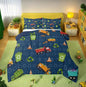 Erosebridal Kids Bedding Toddler Size Garbage Truck Comforter Set, Cartoon Car Vehicles Bedding Comforter Sets for Boys Girls Trash Waste Management Vehicle Duvet Set Refuse Classification Quilt 2Pcs