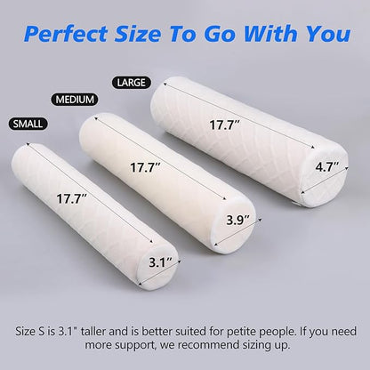 Cozyhealth 3.1" H Small Cervical Roll Pillow, Medium Soft Memory Foam Neck Round Pillow Cylinder Bolster Pillow for Sleeping, Round Neck Support for Bed, Legs, Back and Yoga (White, Small - 3.1" H)