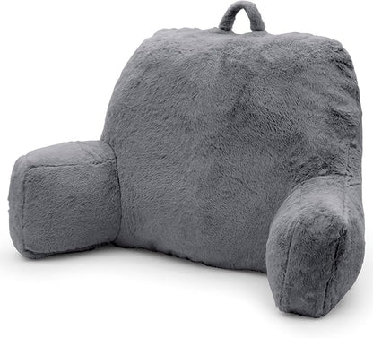 Reading Pillow Large Bed Pillow,Backrest Pillow with Arms, Back Support Pillow for Sitting Up in Bed, Couch for Adults Lounging Bedrest,Grey