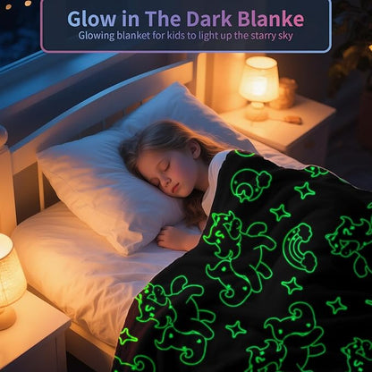 Unicorn Glow in The Dark Blanket, Unicorn Blanket for Girls/Kids, Unicorns Gifts for Girls Age 3-12, Toddler Blanket for Kids, Soft Fleece Blanket Throw Birthday Gift 40"x60"