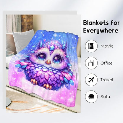 Kids Throw Blanket Owl Gifts for Girls Daughter - Soft Warm Fleece Cute Throws for Sofa Couch (50"x60")