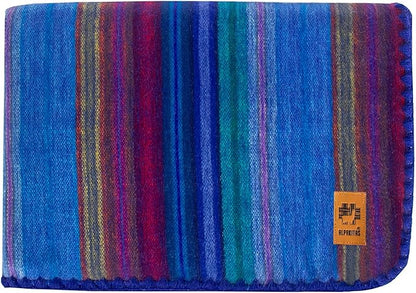 ALPAKITAS Alpaca Wool Blanket Throw | Large, Beautiful, Warm, Stripes | 64 x 45 inches | Ultra-Soft, Hypoallergenic and Breathable | Non-Itchy or Scratchy (Blue and Purple)