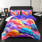Rainbow Sparkles Kids Full Size Comforter Set for Girls，Full Size Colorful Cloud Bedding Sets for Girls，with 1 Comforter with 2 Pillow Case