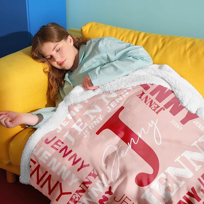 Personalized Blankets for Teen Boys Girls - Printed in USA Custom Blanket with Kid Names Reversible Plush Ultra-Soft Sherpa Fleece Monogrammed Baby Throw Blankets Customized Birthday Gifts for Adults