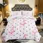 Flamingo Comforter Set Queen Size Tropical Pink Flamingo Love Heart Pattern Bedding Set Kawaii Quilted Duvet for Kids Girls Boys Adult with 1 Comforter and 2 Pillowcases