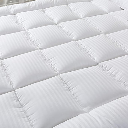 Breathable Mattress Topper, Soft Plush Queen Mattress Pad, Extra Thick Quilted Pillow Top with Fluffy Down Alternative Fill and 400TC Cotton Cover for Back Pain Relief and Support(60x80 inch)