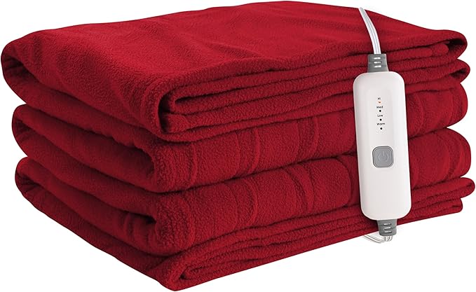 Electric Heated Blanket Fleece 62"x84" Full Size - 4 Heat Levels, 10H Auto Shut Off, Fast Heating, Cozy and Comfortable, Warm Gifts, Machine Washable - Red