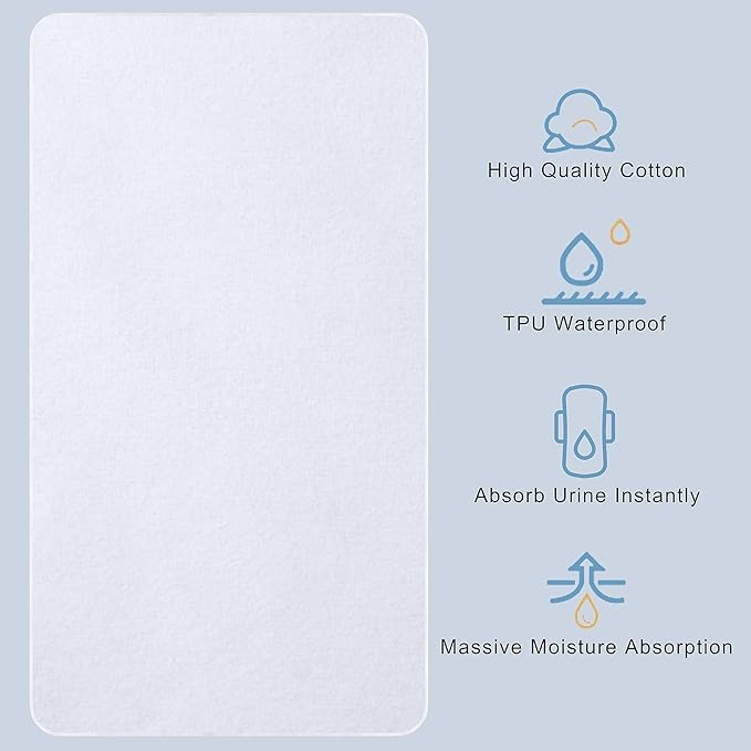 Flannel Crib Protector Pad，100％ Waterproof Mattress Protector Pad, One Size, 27" X 39"