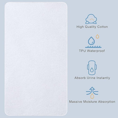 Flannel Crib Protector Pad，100％ Waterproof Mattress Protector Pad, One Size, 27" X 39"