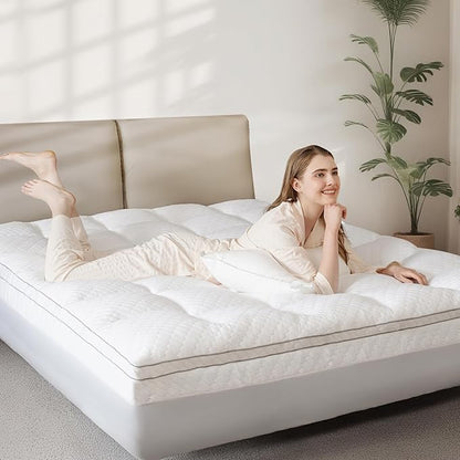 Dual Layer 3 Inch Memory Foam Mattress Topper California King Size, 2 Inch Cooling Gel Memory Foam Plus 1 Inch Pillow Top Mattress Pad Cover, with 8-21 Inch Deep Pocket