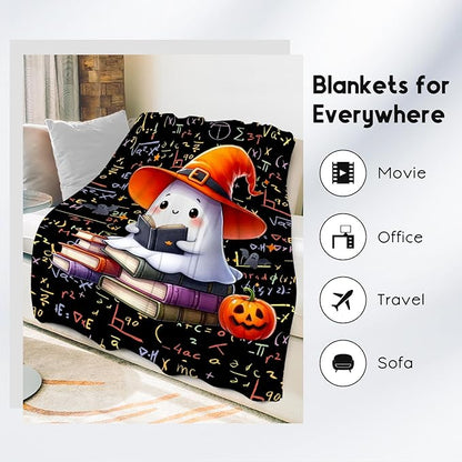 Girls Blankets - Kids Blanket Gifts for Toddler Teen - 60x80 Inch Cute Halloween Pumpkin Throw - Cozy Soft Fleece Reading Blanket for Couch Office Bed