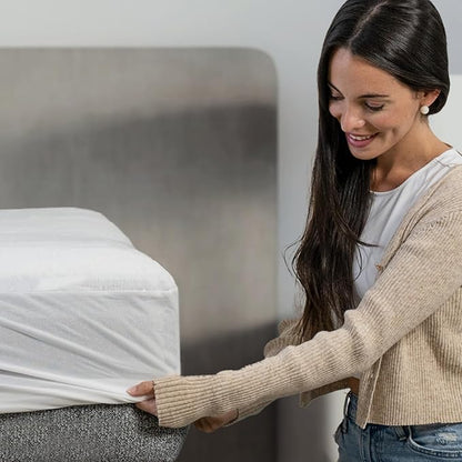 GhostBed Water Resistant Mattress Protector Cover - Noiseless, Lightweight, Breathable and Plastic-Free - Split King White