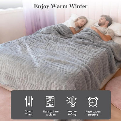 Heated Blanket Full,Electric Flannel Blanket,Heating Blanket with ETL & FCC & 12 Heating Levels & Auto Shut Off，Machine Washable -74"x84"