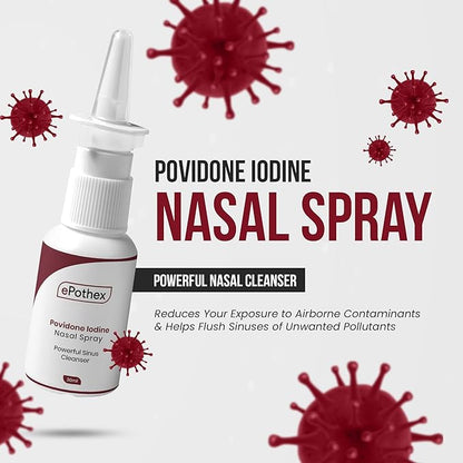 1% Povidone Iodine Nasal Spray - Powerful Nasal Cleanser & Sinus Protection - Reduce Exposure to Airborne Contaminants - Travel Friendly - 30ml