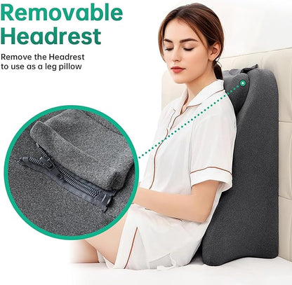 Reading Pillow for Prone, Lying and Sitting in Bed, Wedge Pillow for Headboard, Ergonomic Memory Foam Bed Wedge Pillow for Chin & Back Support, Ideal for Massage and Sleeping - Gray
