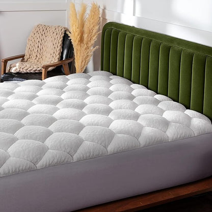 ViscoSoft Queen Fiberfill Pillow Top Mattress Topper Pad - Soft Overstuffed Premium Support - Quilted Temperature Smart Viscose from Bamboo - Deep 18" Pocket for Secured Fit
