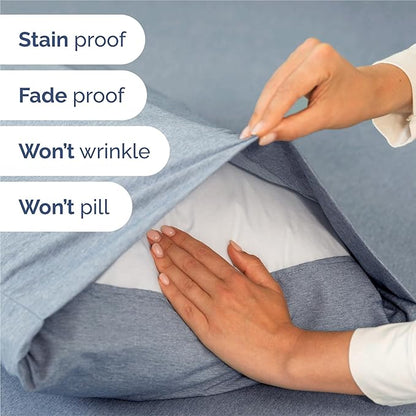 King 6 Piece Sheet Set - Comfy Breathable & Cooling - Soft Hotel Luxury Bedding Set with 8-16 Inch Deep Pockets - 1 Flat & 1 Fitted Sheet & 4 Pillowcases - Wrinkle Free & Easy Care - Heathered Blue