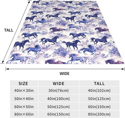 Horse Blanket Animal Flowers Pattern Print Flannel Throw Blankets Gifts for Girls Women Sofa Soft Fuzzy Lightweight Home Decor for Couch Bed Sofa All Season 80x60 Inches