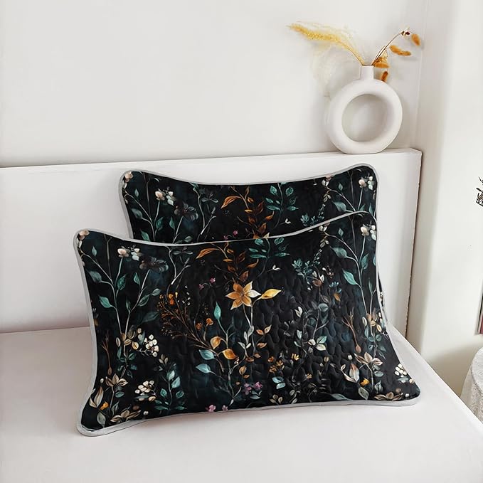 Floral Quilt Set Full Size,3 Pieces Flower Parrten Bed Sets,Garden Style Soft Lightweight Bedding Set with 2 Pillowcases,Colorful Bedding for Adults Kids.