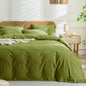 JELLYMONI Christmas Duvet Cover King Size - Avocado Green Comforter Cover with Button 100% Washed Cotton 3PCS Breathable Soft Solid Bedding Set Duvet Cover 104×90in & 2 Pillowcases (NO Comforter)